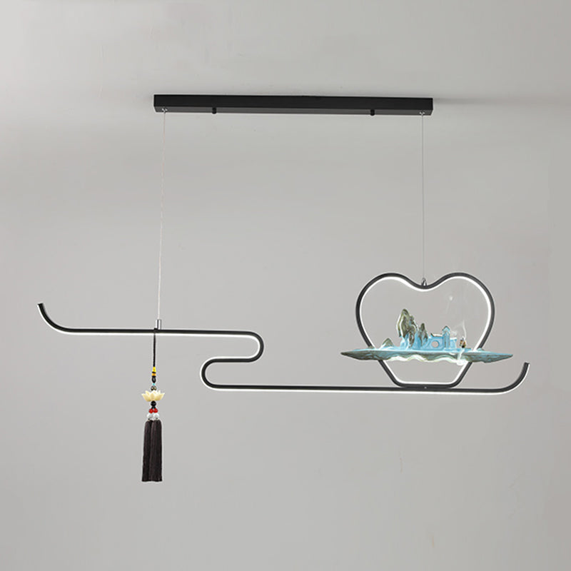 Ideas de iluminación de isla de metal lineal Ideas de té modernas iluminación de islas