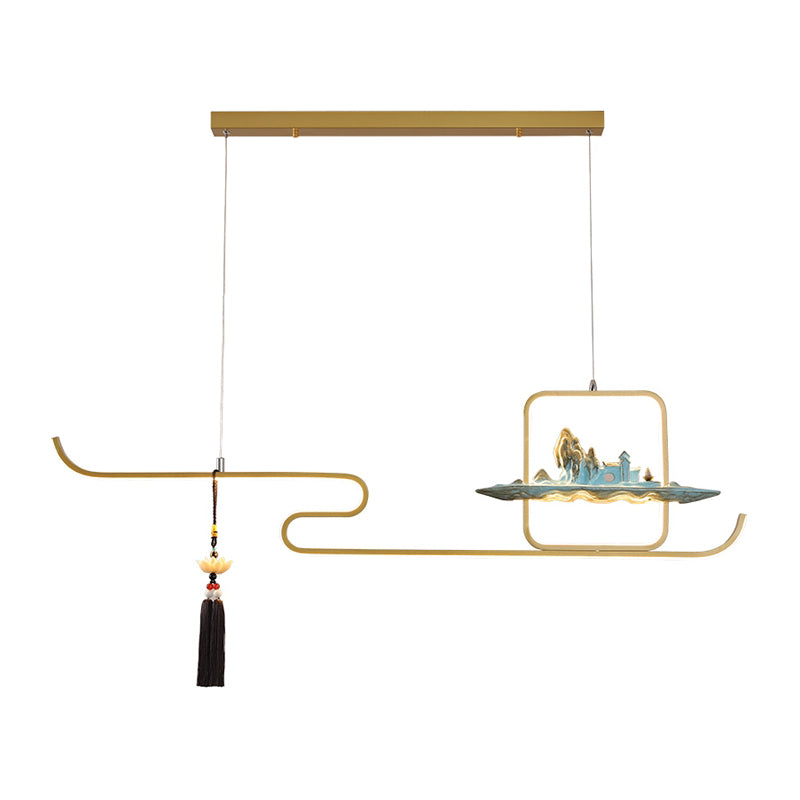 Ideas de iluminación de isla de metal lineal Ideas de té modernas iluminación de islas