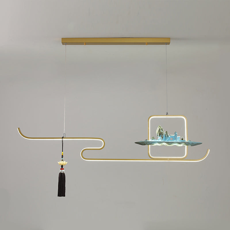 Ideas de iluminación de isla de metal lineal Ideas de té modernas iluminación de islas