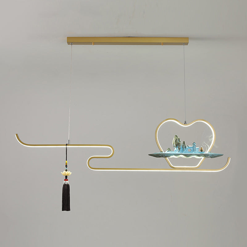 Ideas de iluminación de isla de metal lineal Ideas de té modernas iluminación de islas