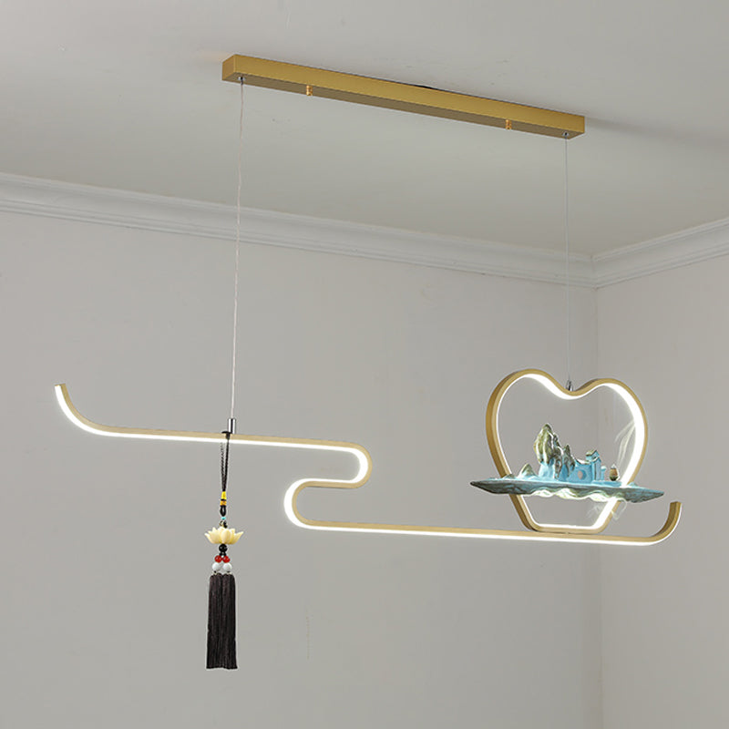 Ideas de iluminación de isla de metal lineal Ideas de té modernas iluminación de islas