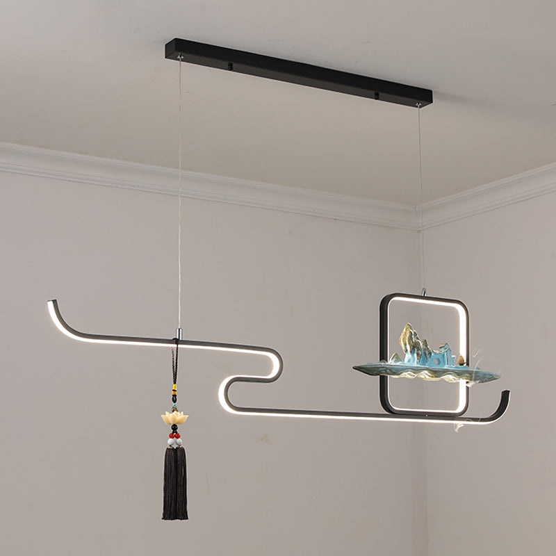 Ideas de iluminación de isla de metal lineal Ideas de té modernas iluminación de islas