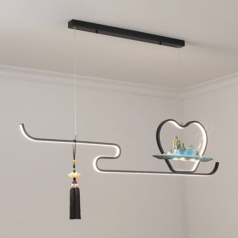 Ideas de iluminación de isla de metal lineal Ideas de té modernas iluminación de islas