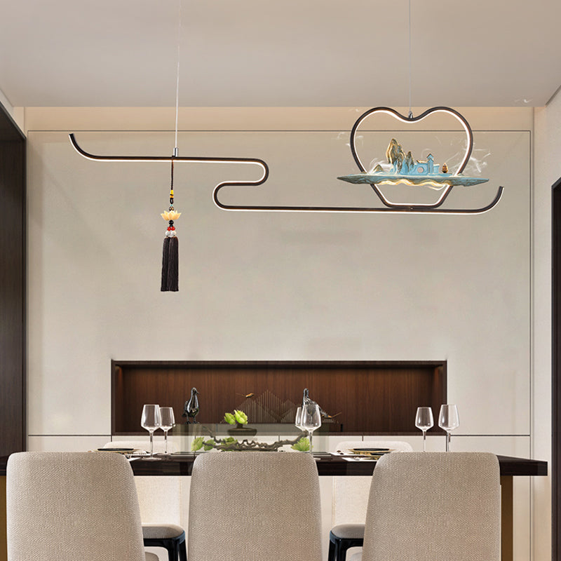 Ideas de iluminación de isla de metal lineal Ideas de té modernas iluminación de islas