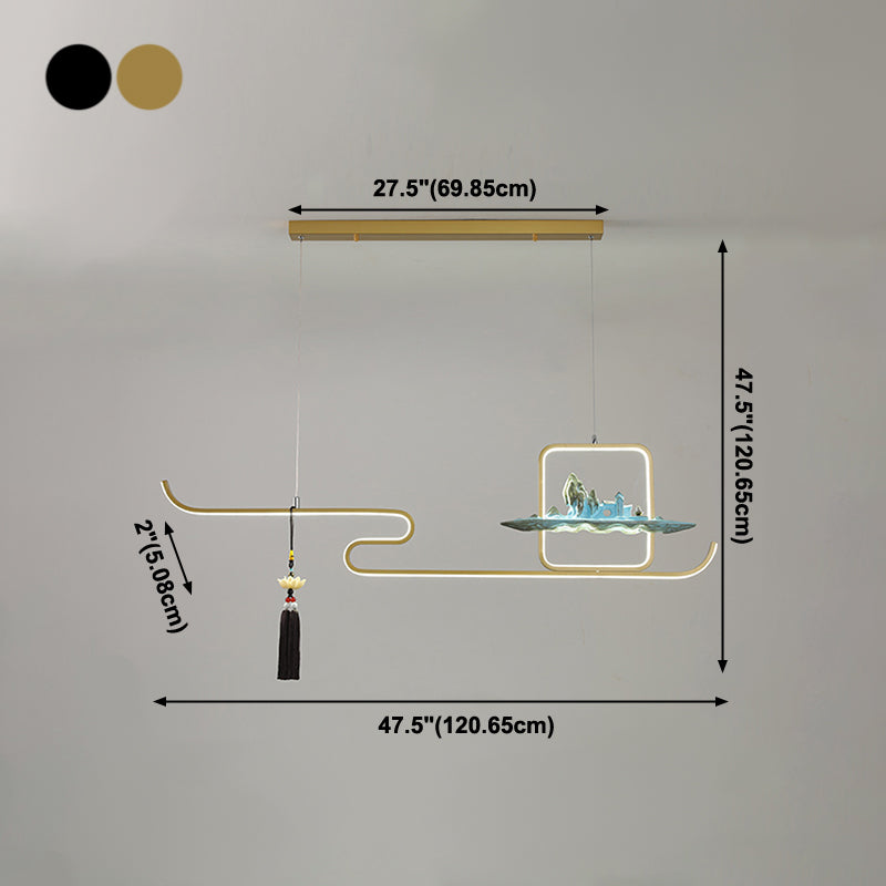 Ideas de iluminación de isla de metal lineal Ideas de té modernas iluminación de islas
