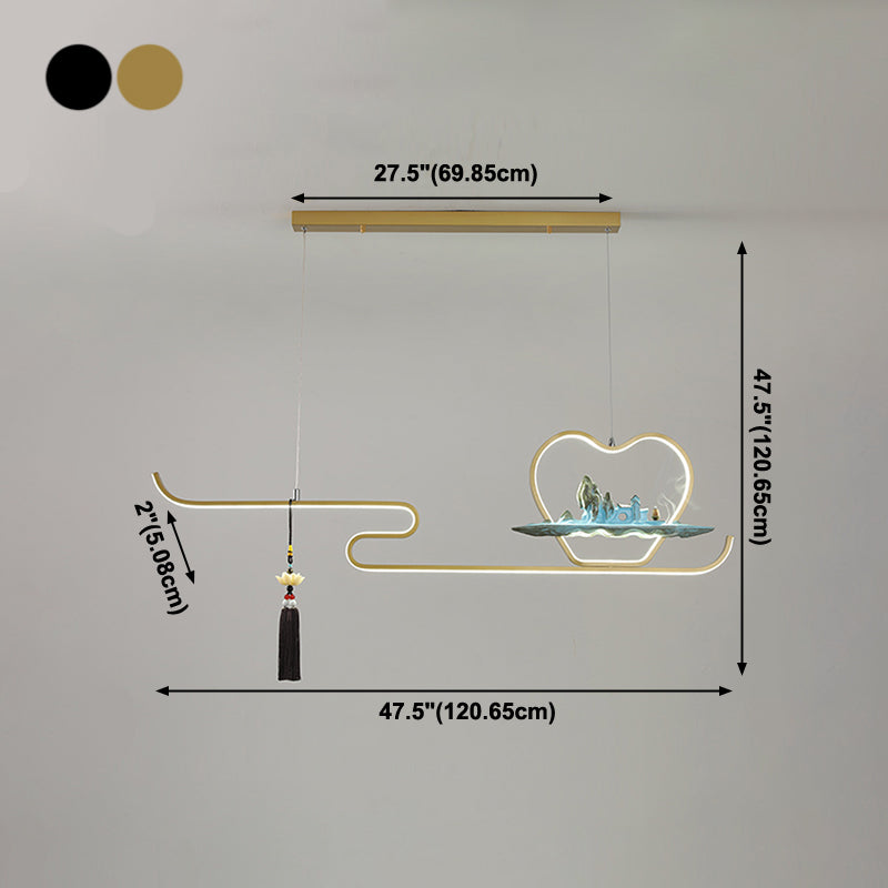 Ideas de iluminación de isla de metal lineal Ideas de té modernas iluminación de islas