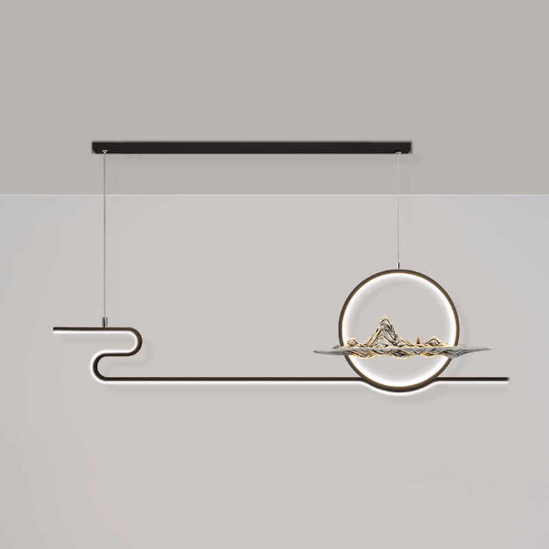 Linear de la iluminación de la isla Linencia colgante de 2 luces de metal moderno