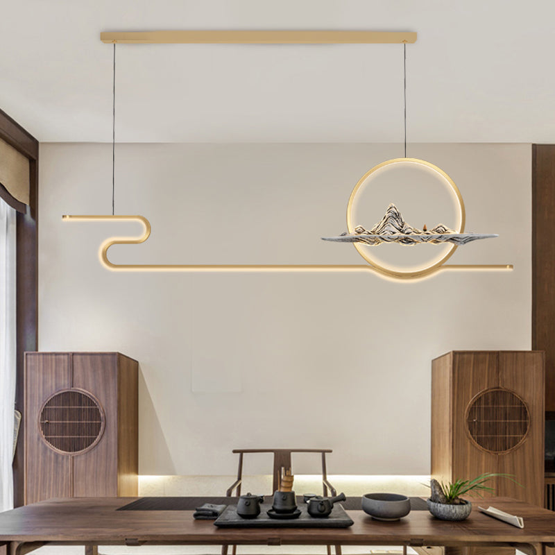 Linear de la iluminación de la isla Linencia colgante de 2 luces de metal moderno