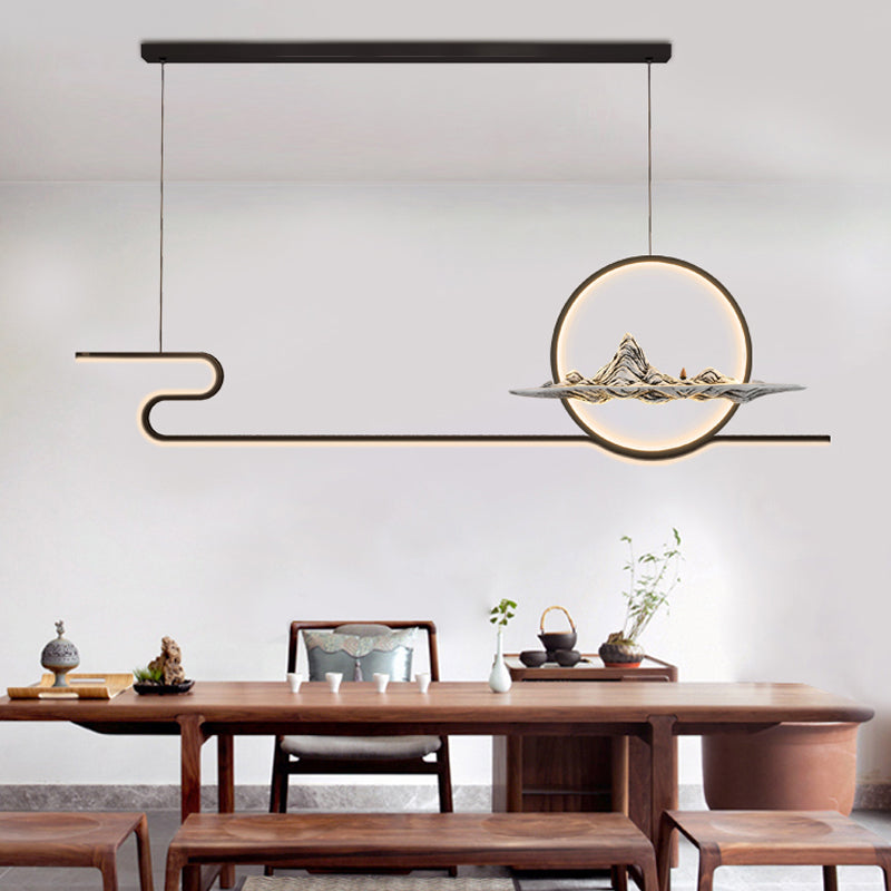 Linear de la iluminación de la isla Linencia colgante de 2 luces de metal moderno