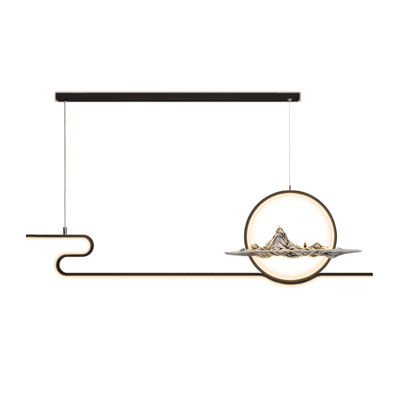 Linear de la iluminación de la isla Linencia colgante de 2 luces de metal moderno