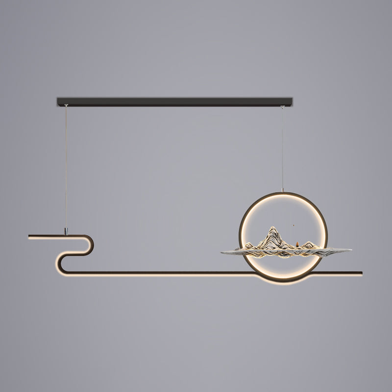 Linear de la iluminación de la isla Linencia colgante de 2 luces de metal moderno