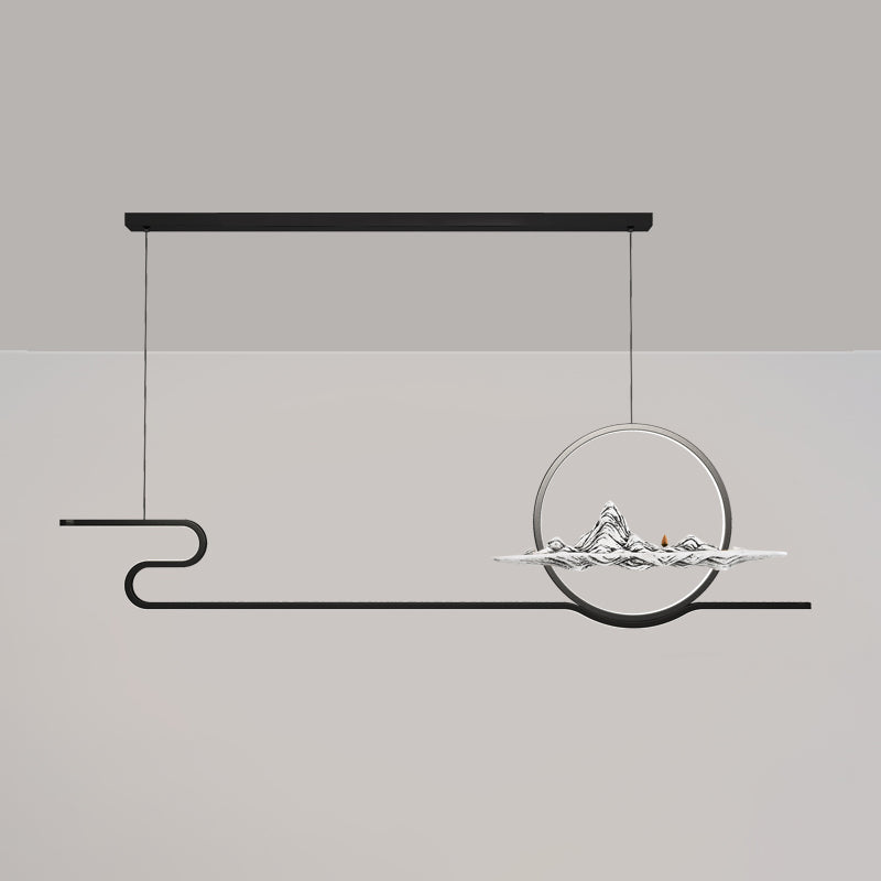 Linear de la iluminación de la isla Linencia colgante de 2 luces de metal moderno