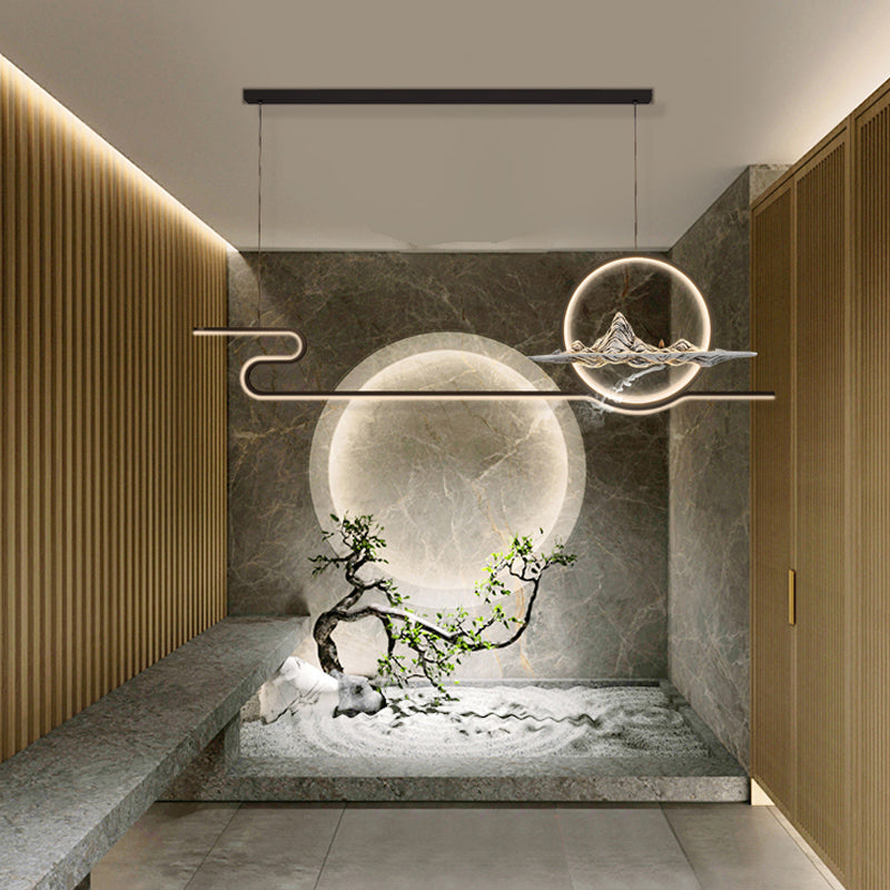 Linear de la iluminación de la isla Linencia colgante de 2 luces de metal moderno