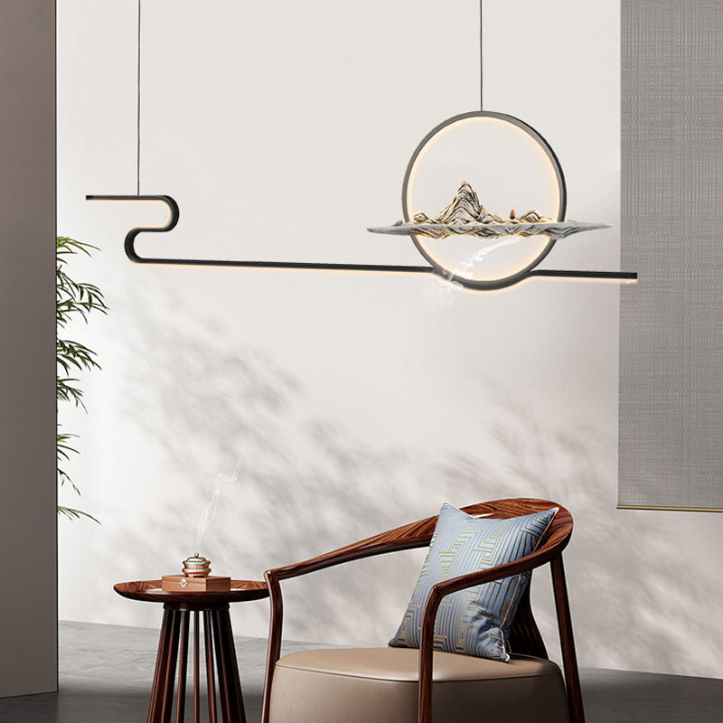 Linear de la iluminación de la isla Linencia colgante de 2 luces de metal moderno