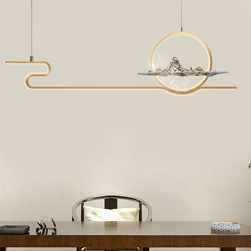 Linear de la iluminación de la isla Linencia colgante de 2 luces de metal moderno