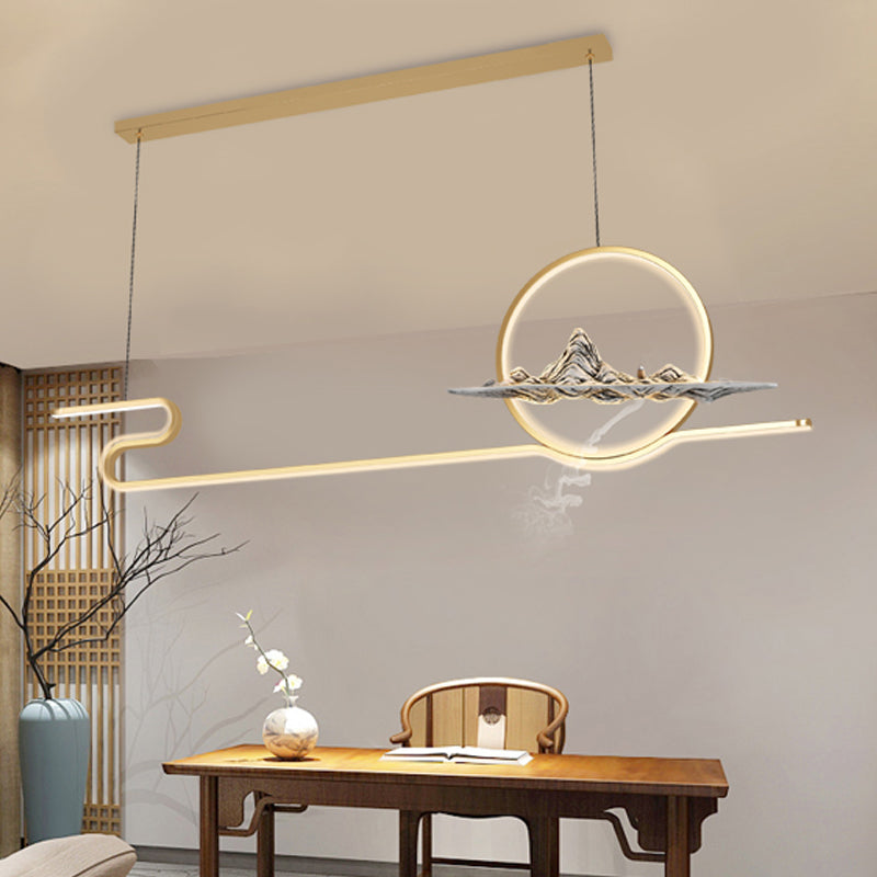 Linear de la iluminación de la isla Linencia colgante de 2 luces de metal moderno