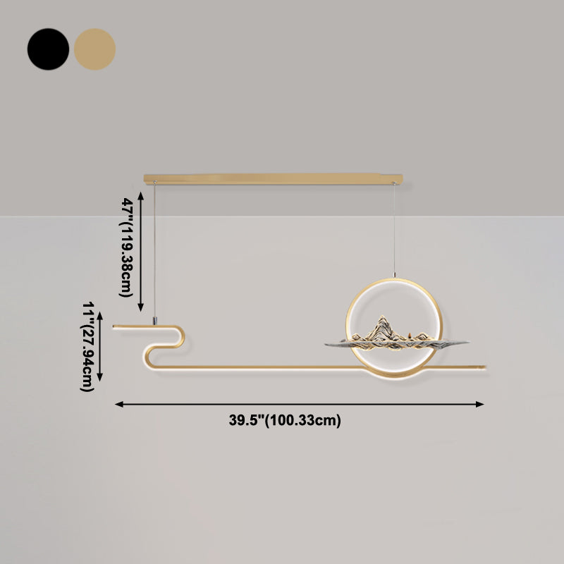 Linear de la iluminación de la isla Linencia colgante de 2 luces de metal moderno