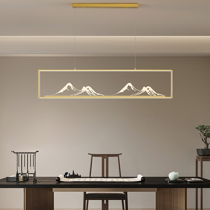 Geometrische Inselleuchte moderne Teelauminselbeleuchtung mit Acrylschatten