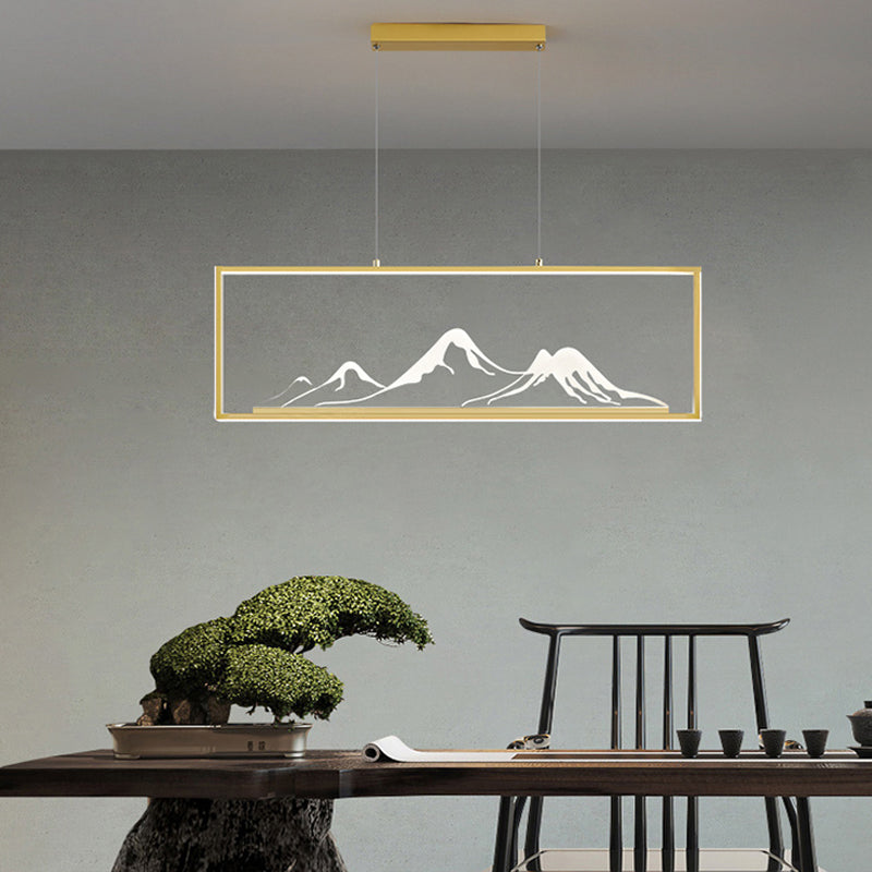 Geometrische Inselleuchte moderne Teelauminselbeleuchtung mit Acrylschatten