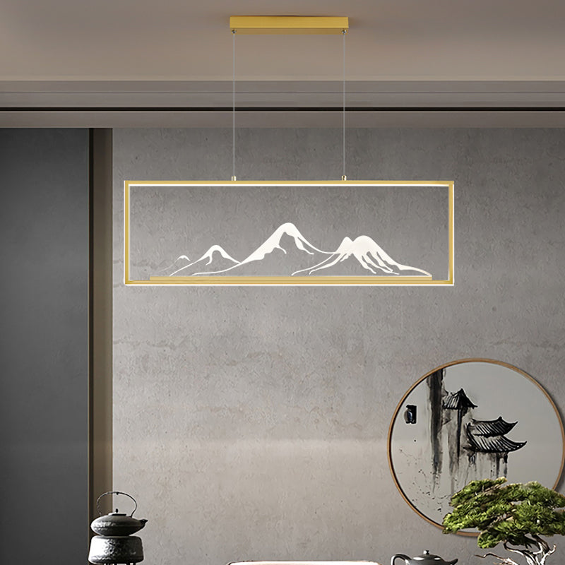 Geometrische Inselleuchte moderne Teelauminselbeleuchtung mit Acrylschatten