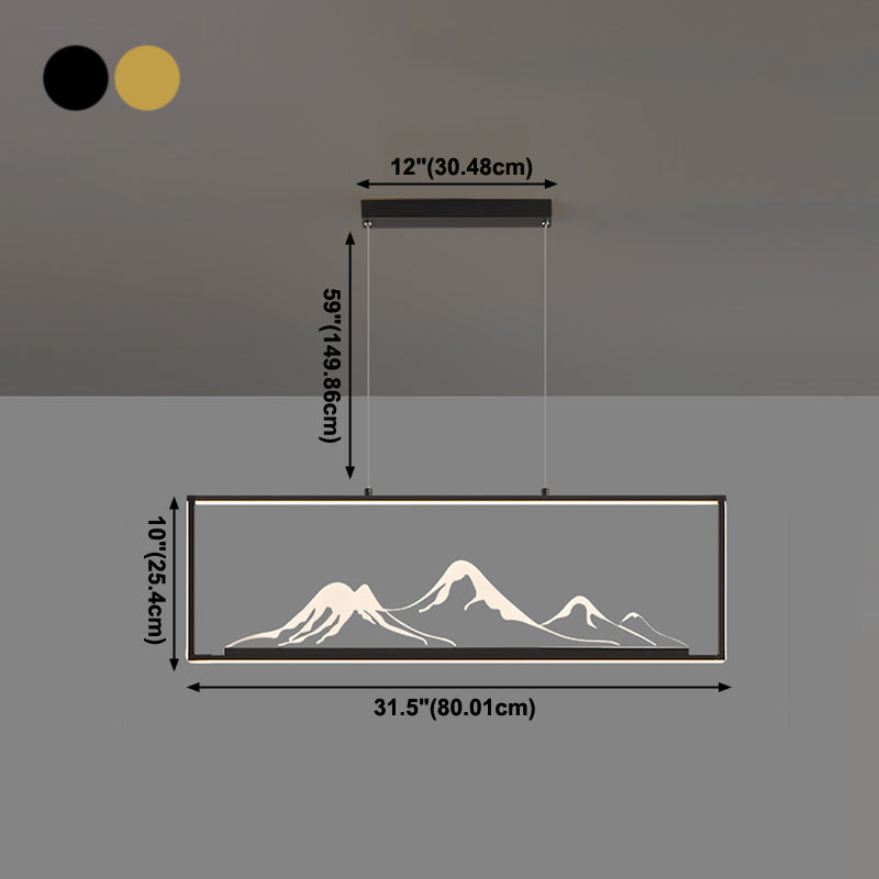 Geometrische Inselleuchte moderne Teelauminselbeleuchtung mit Acrylschatten