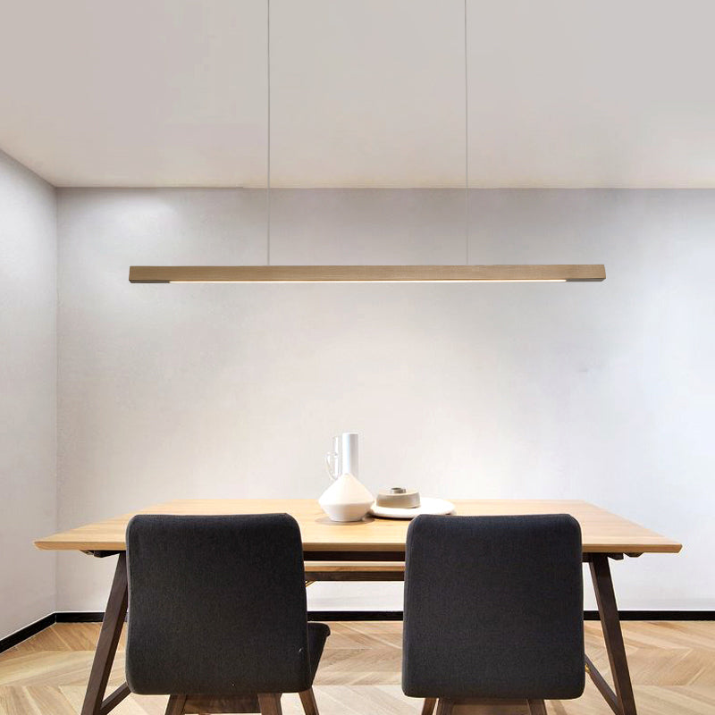 1 Light Linear Island Light Fixtures Modernism Wood Island Pendant Lights for Kitchen