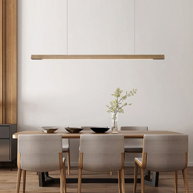 1 Light Linear Island Light Fixtures Modernism Wood Island Pendant Lights for Kitchen