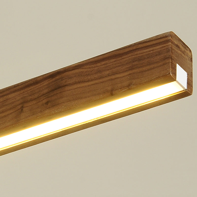 1 Light Linear Island Light Fixtures Modernism Wood Island Pendant Lights for Kitchen