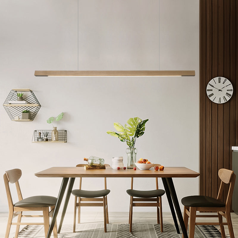 1 Light Linear Island Light Fixtures Modernism Wood Island Pendant Lights for Kitchen