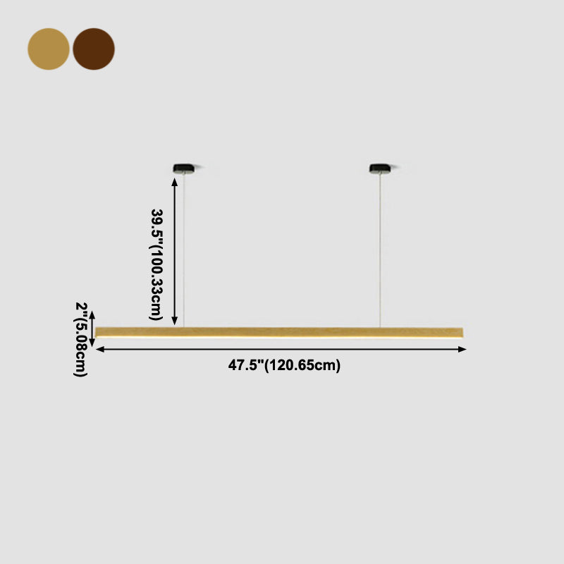 1 Light Linear Island Light Fixtures Modernism Wood Island Pendant Lights for Kitchen