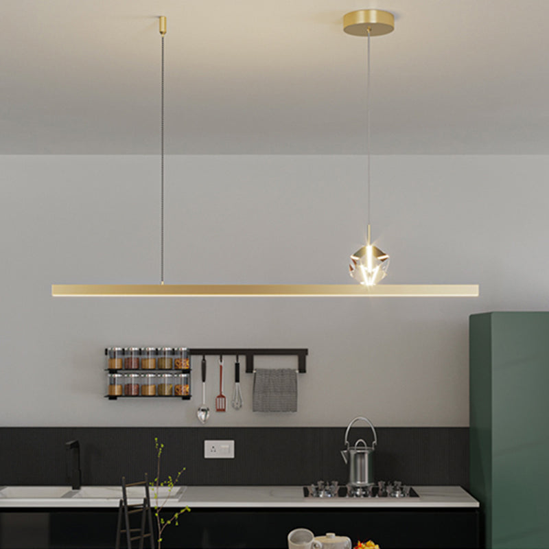 1 Light Linear Island Light Fixtures Modernism Crystal Island Pendant Lights for Kitchen