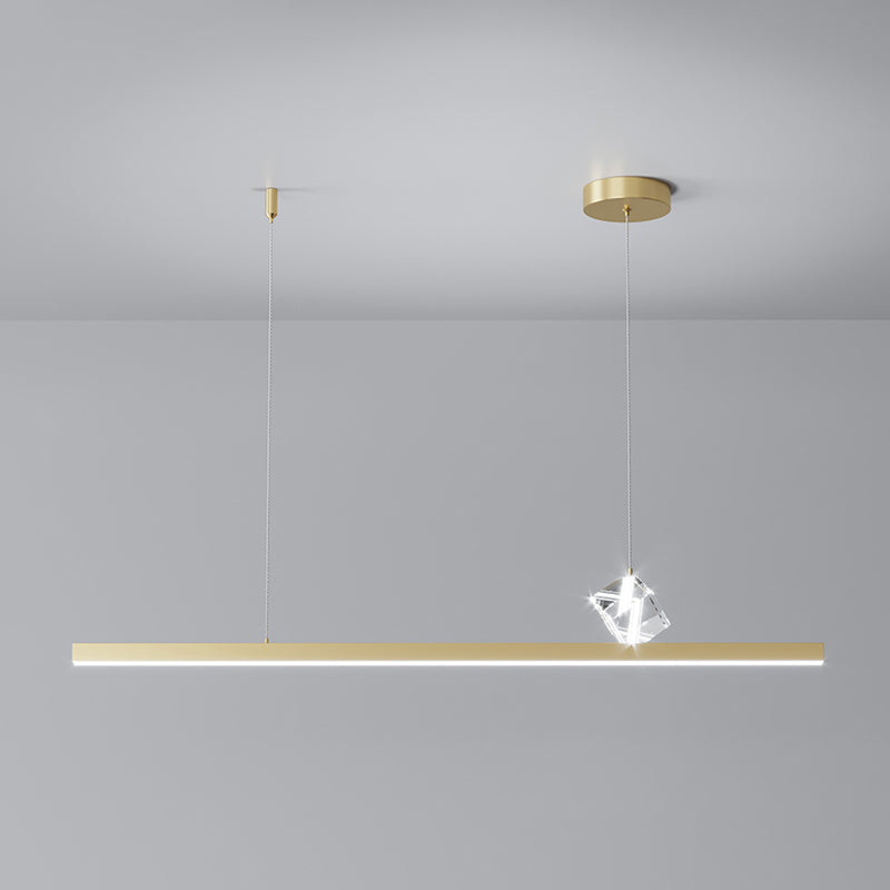 1 Light Linear Island Light Fixtures Modernism Crystal Island Pendant Lights for Kitchen