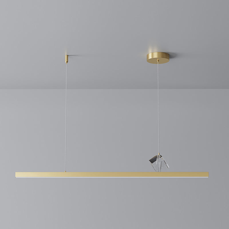 1 Light Linear Island Light Fixtures Modernism Crystal Island Pendant Lights for Kitchen
