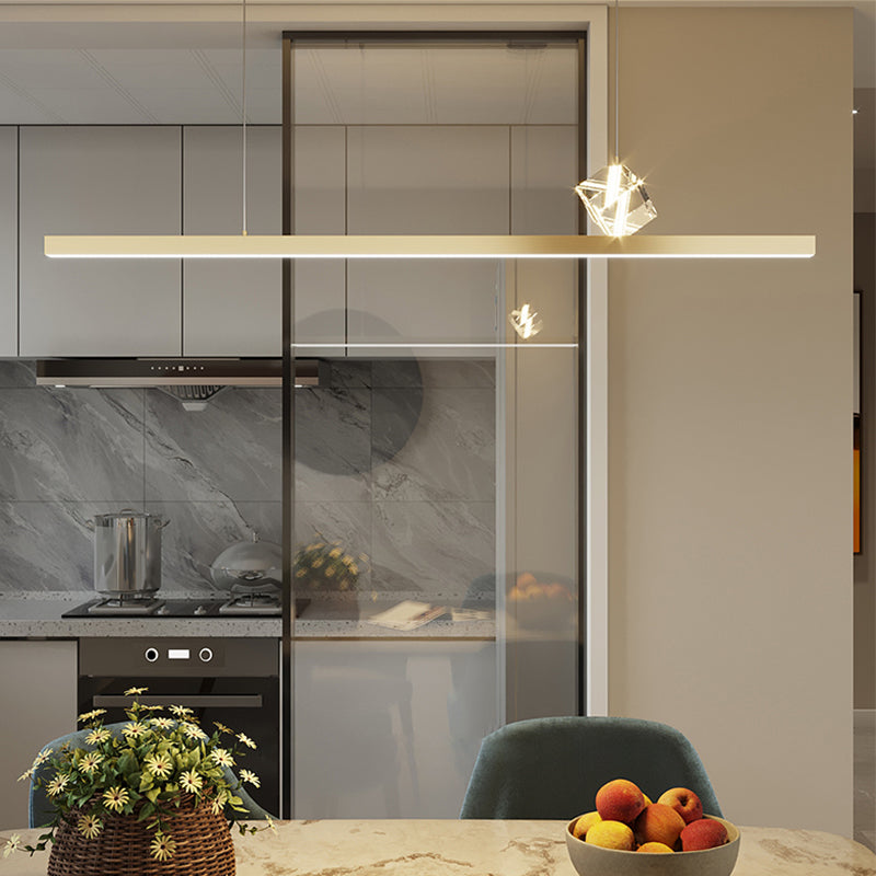 1 Light Linear Island Light Fixtures Modernism Crystal Island Pendant Lights for Kitchen