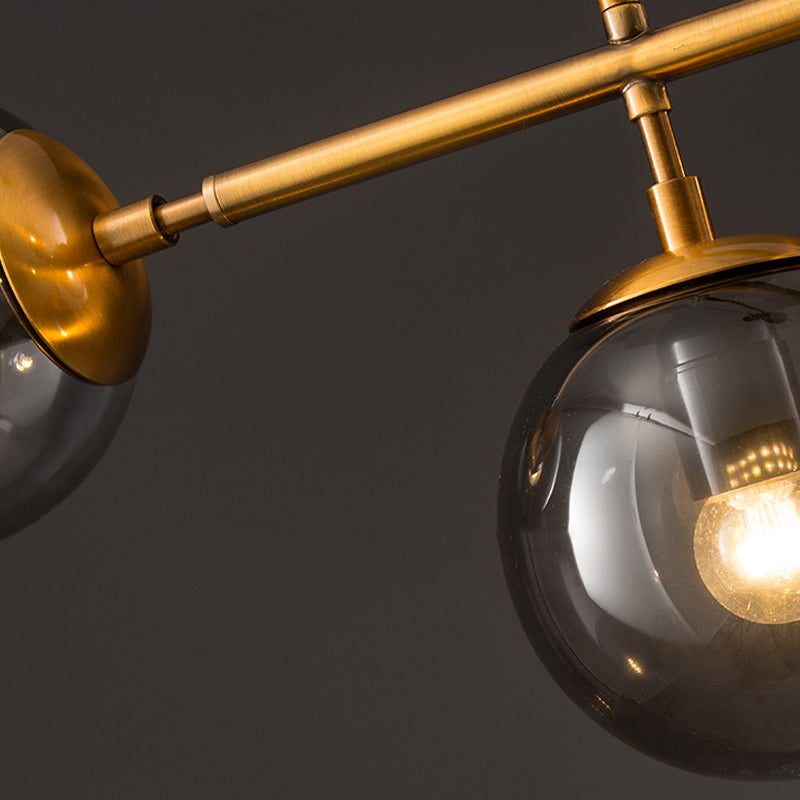 6-Light Sphere Island Light Fixtures Modernism Glass Island Pendant Lights in Grey Finish