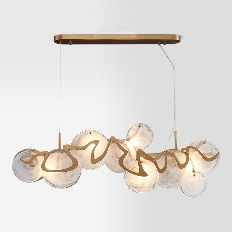 7-Light Unique Shaped Island Light Fixtures Modernism Glass Island Pendant Lights
