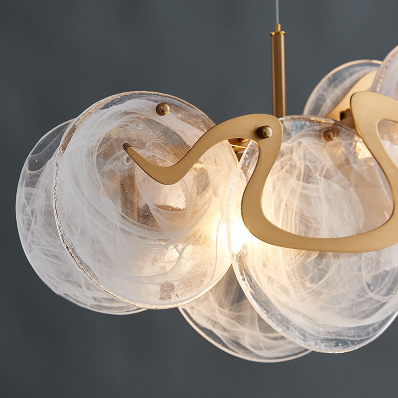 7-Light Unique Shaped Island Light Fixtures Modernism Glass Island Pendant Lights