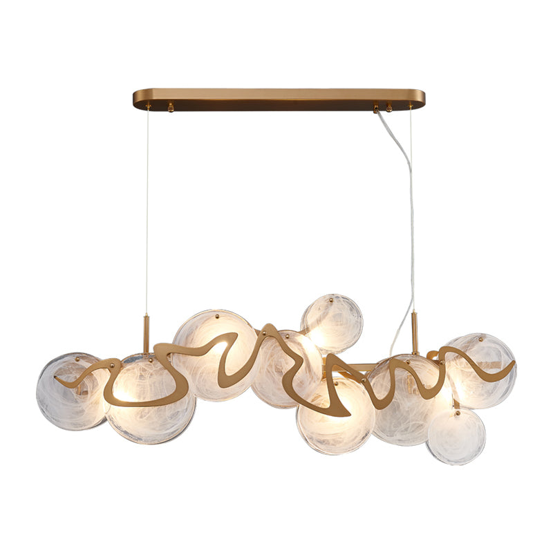 7-Light Unique Shaped Island Light Fixtures Modernism Glass Island Pendant Lights