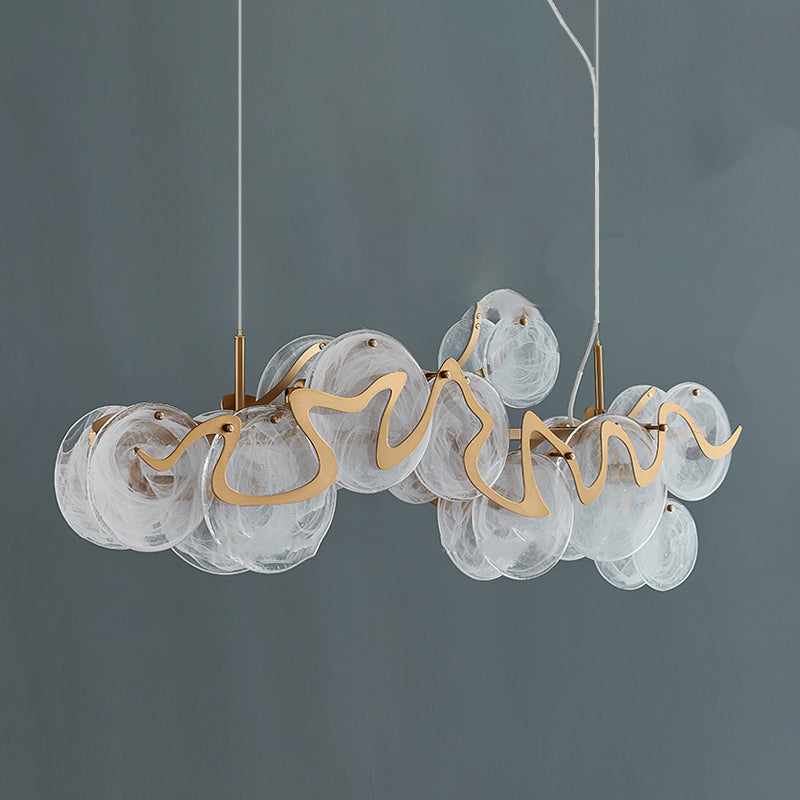 7-Light Unique Shaped Island Light Fixtures Modernism Glass Island Pendant Lights