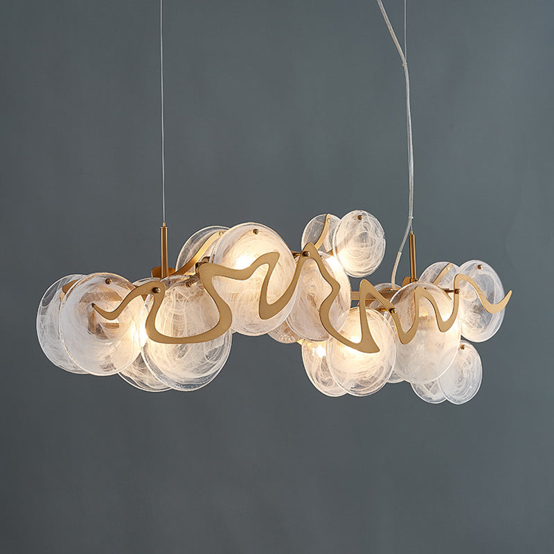 7-Light Unique Shaped Island Light Fixtures Modernism Glass Island Pendant Lights