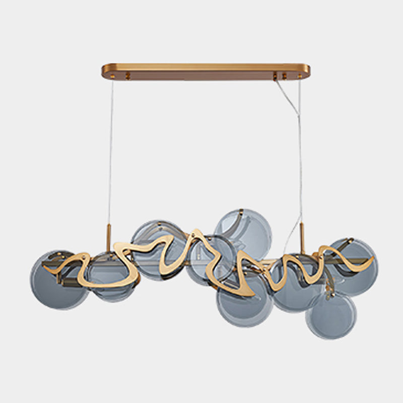7-Light Unique Shaped Island Light Fixtures Modernism Glass Island Pendant Lights