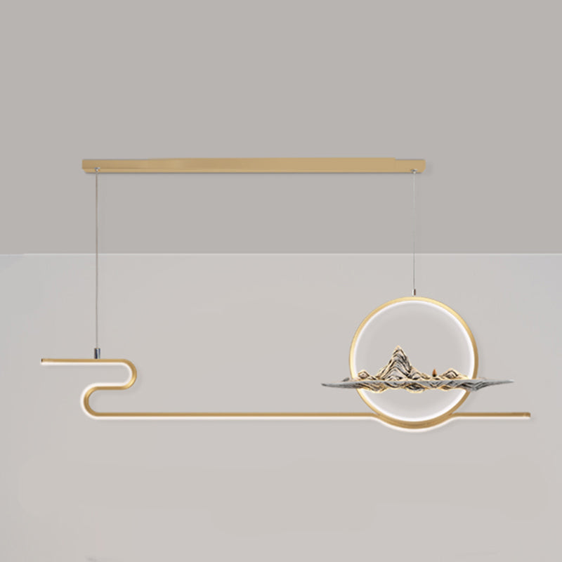 Modern Linear Island Lighting Fixtures Metal 2-Light Pendant Lighting