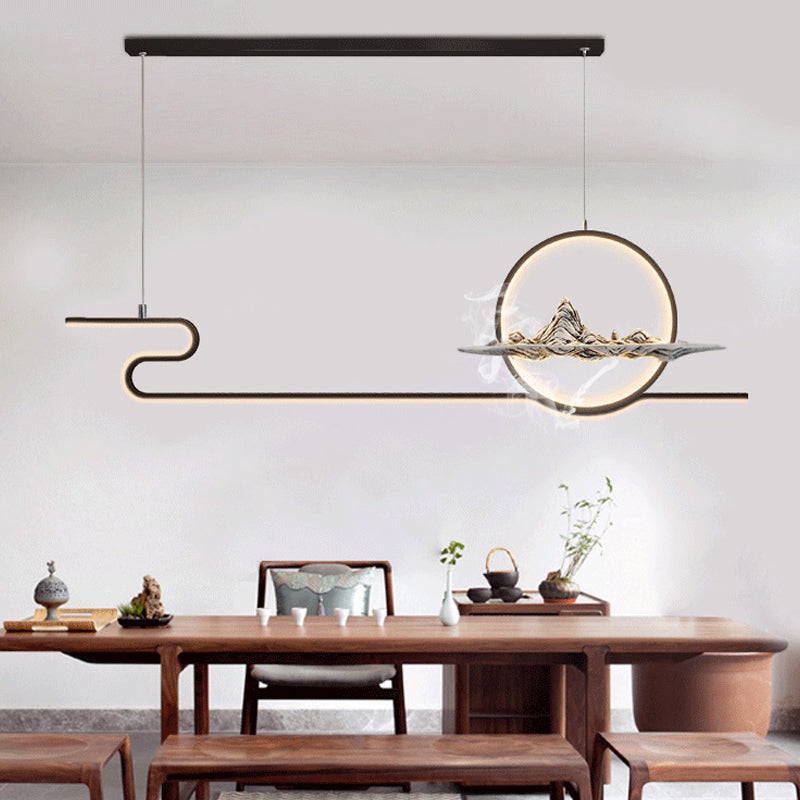 Modern Linear Island Lighting Fixtures Metal 2-Light Pendant Lighting