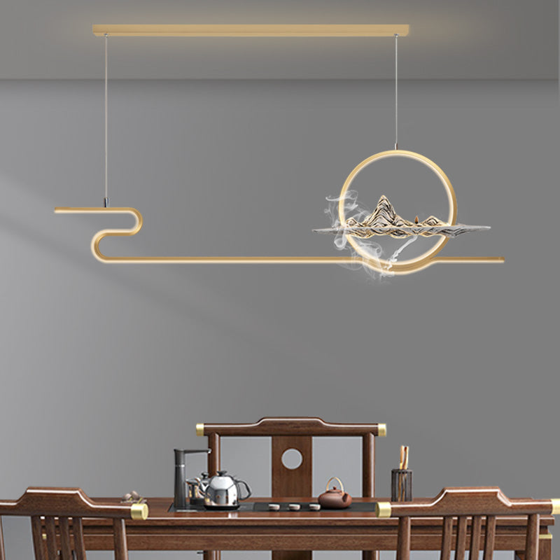 Modern Linear Island Lighting Fixtures Metal 2-Light Pendant Lighting