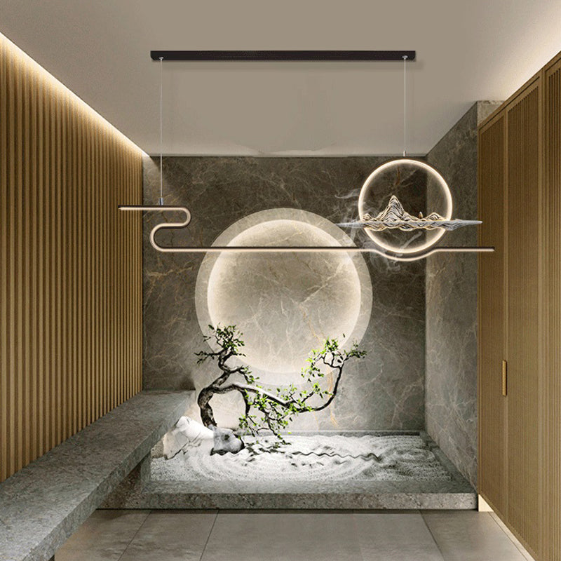 Modern Linear Island Lighting Fixtures Metal 2-Light Pendant Lighting