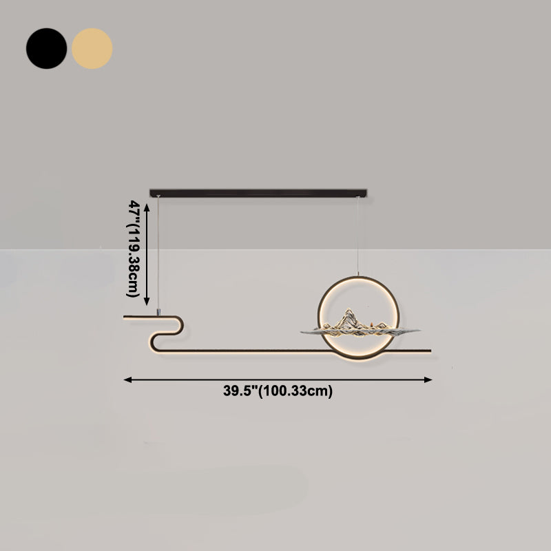 Modern Linear Island Lighting Fixtures Metal 2-Light Pendant Lighting