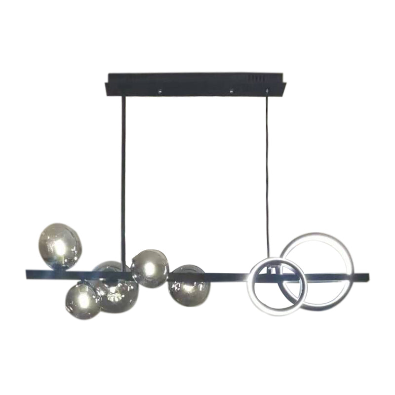 Contemporary Kitchen Island Lighting Spherical Metal 7-Light Hanging Light Fixtures