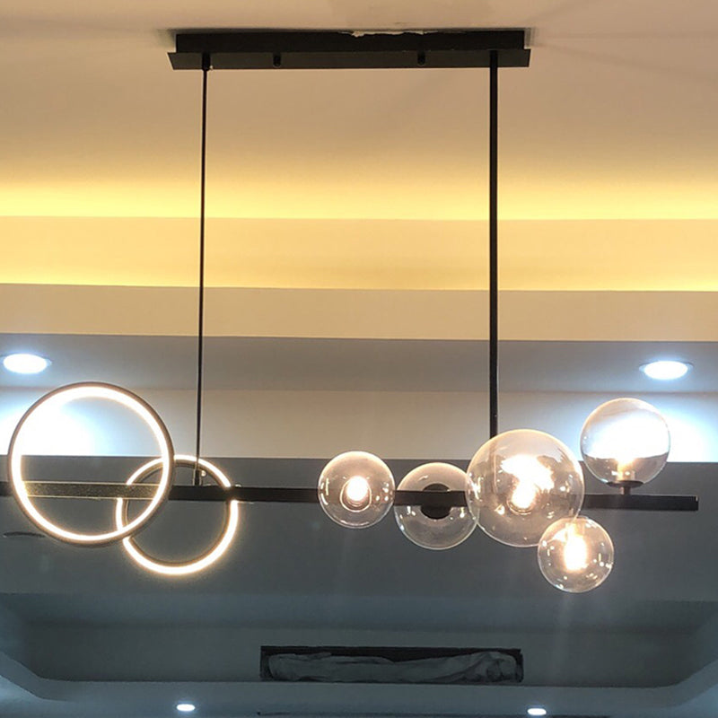 Contemporary Kitchen Island Lighting Spherical Metal 7-Light Hanging Light Fixtures