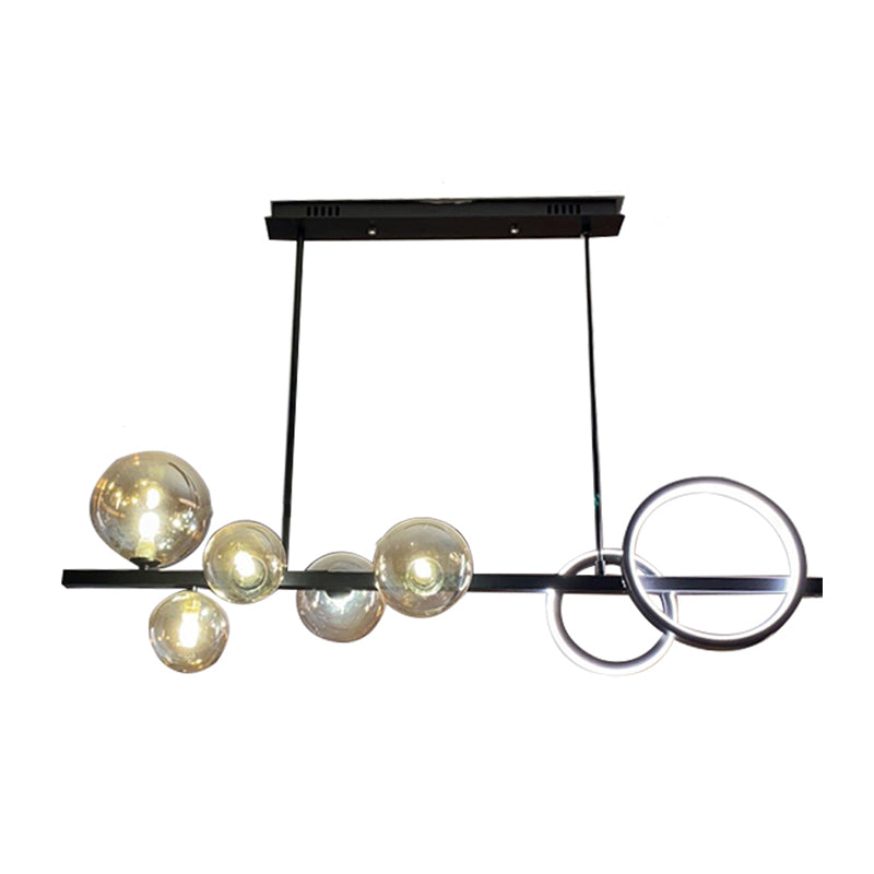 Contemporary Kitchen Island Lighting Spherical Metal 7-Light Hanging Light Fixtures
