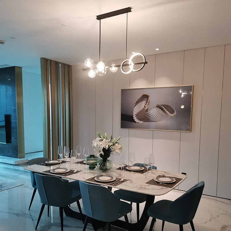 Contemporary Kitchen Island Lighting Spherical Metal 7-Light Hanging Light Fixtures